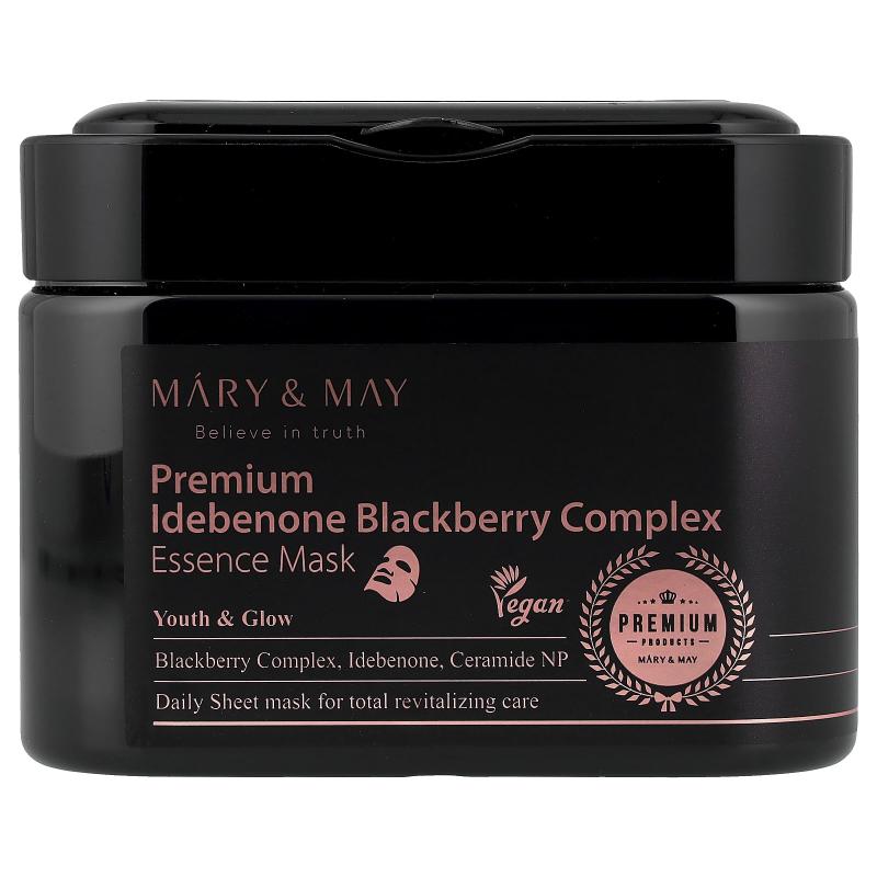 Mary & May, Premium Idebenone Blackberry Complex, Essence Beauty Mask, 20 Sheets, 8.81 oz (250 g)
