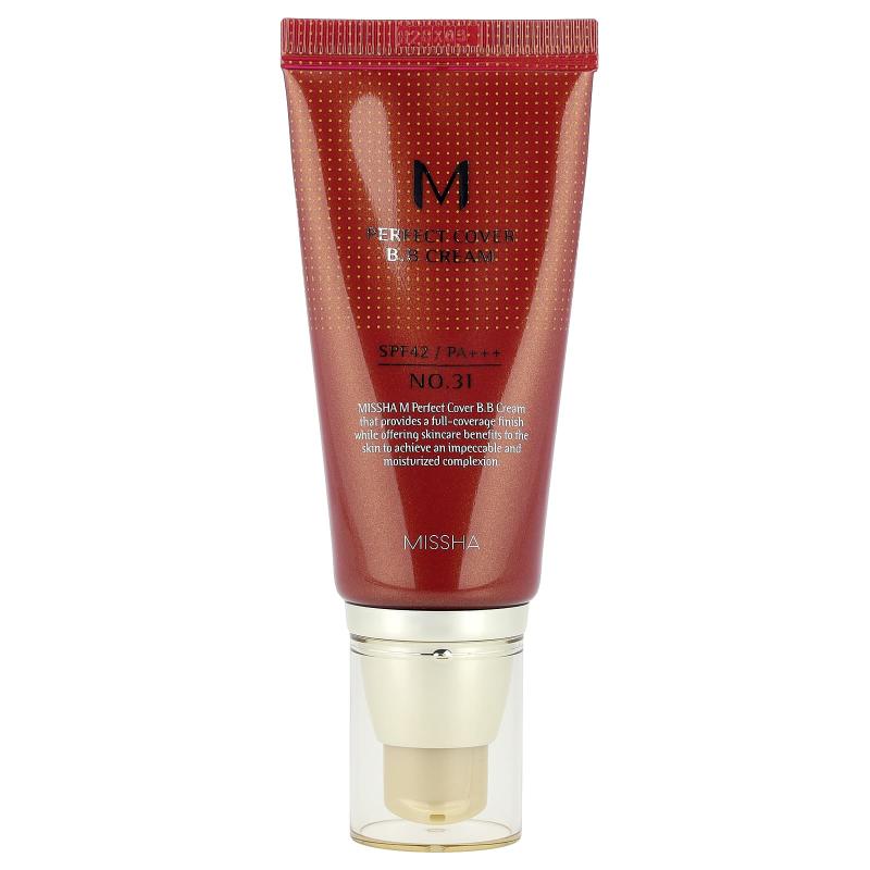 Missha, M Perfect Cover B.B Cream, SPF 42 PA+++, No. 31 Golden Beige, 1.69 fl oz (50 ml)