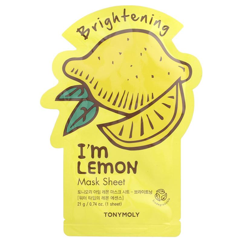 TonyMoly, I'm Lemon، ورقة قناع الجمال لتفتيح البشرة، ورقة واحدة، 0.74 أونصة (21 جم)
