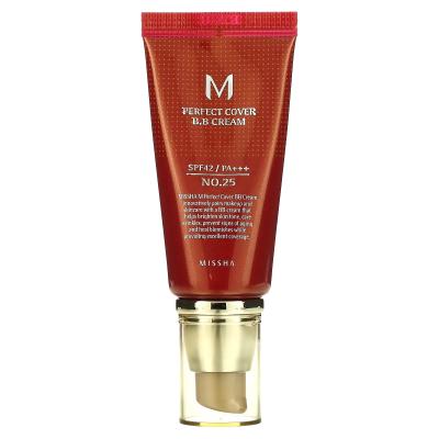 Missha, كريم M Perfect Cover B.B، عامل حماية من الشمس SPF 42 PA+++، رقم 25 بيج دافئ، 1.7 أونصة (50 مل)