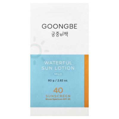 Goongbe, Waterful Sun Lotion واقي الشمس، خفيف، عامل حماية من الشمس SPF 40، 2.82 أونصة (80 جم)