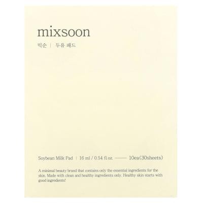Mixsoon, وسادة حليب فول الصويا، 30 ورقة، 0.54 أونصة سائلة (16 مل)، 10 لكل ورقة