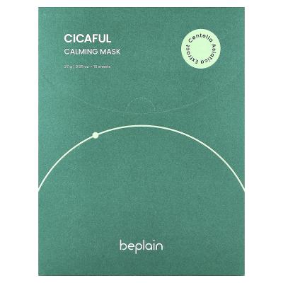 Beplain, قناع الجمال المهدئ Cicaful، 10 ورقات، 0.95 أونصة (27 جم) لكل واحدة