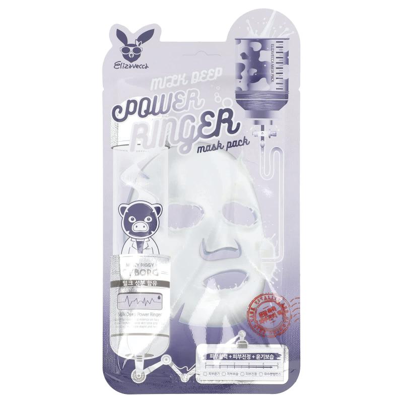 Elizavecca, مجموعة أقنعة التجميل Milk Deep Power Ringer، ورقة واحدة، 0.78 أونصة سائلة (23 مل)