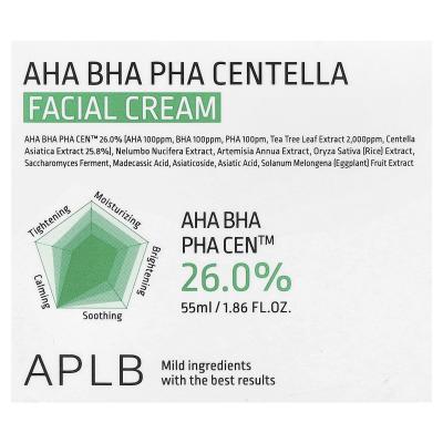 APLB, كريم الوجه AHA BHA PHA Centella، 1.86 أونصة سائلة (55 مل)