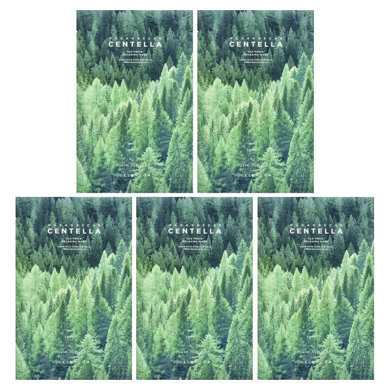 SKIN1004, مدغشقر سنتيلا، قناع الجمال المريح Tea-Trica، 5 ورقات، 0.81 أونصة سائلة (24 مل) لكل واحدة