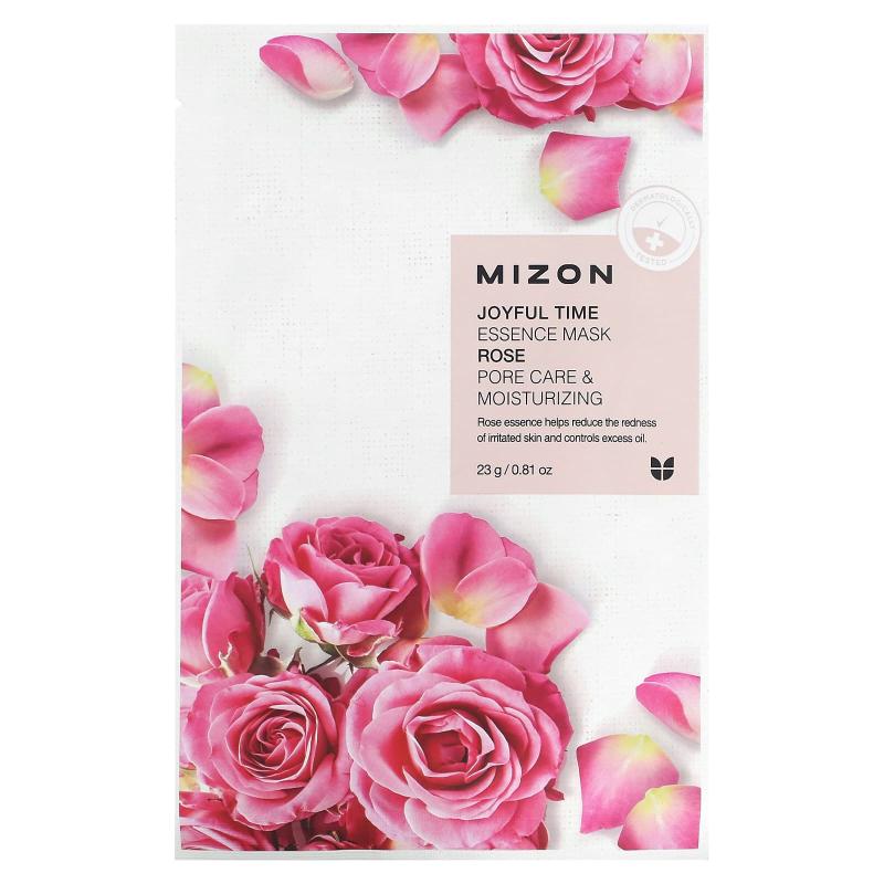 Mizon, Joyful Time Essence Beauty Mask، الورد، ورقة واحدة، 0.81 أونصة (23 جم)