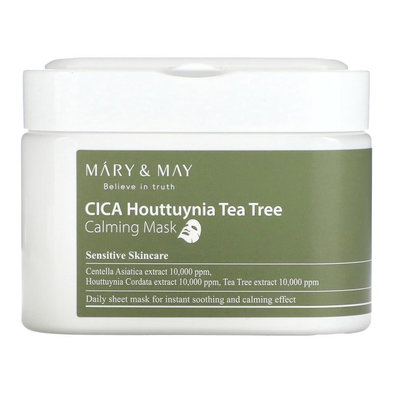 Mary & May, CICA Houttuynia قناع الجمال المهدئ بشجرة الشاي، 30 ورقة، 14.1 أونصة (400 جم)
