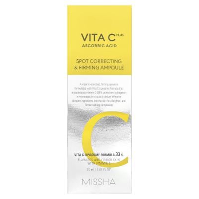 Missha, Vita C Plus Ascorbic Acid، أمبولة لتصحيح البقع وشدها، 1.01 أونصة سائلة (30 مل)