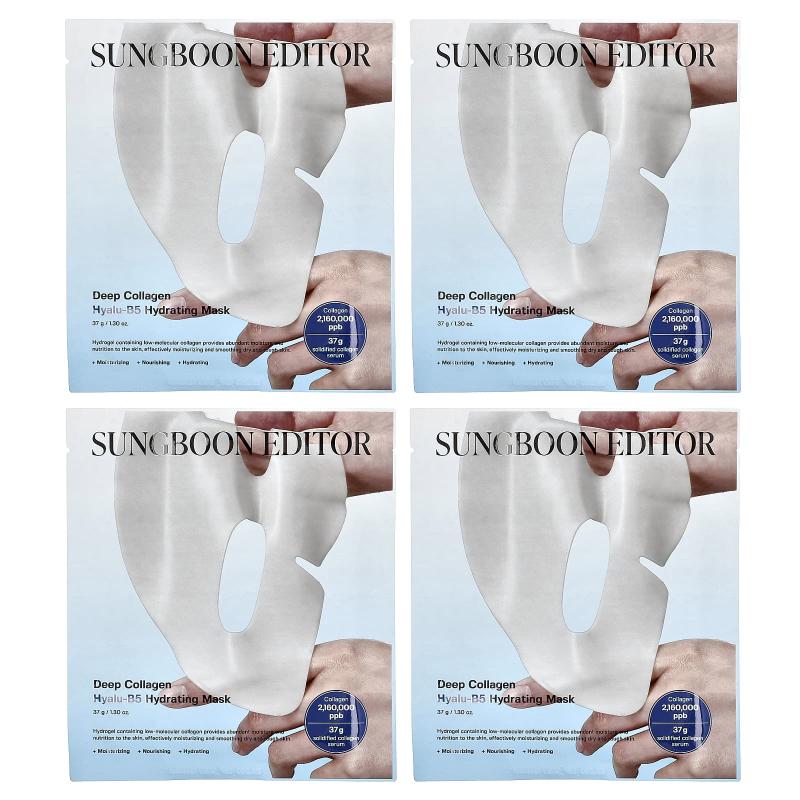 Sungboon Editor, قناع الجمال المرطب بالكولاجين العميق Hyalu-B5، 4 عبوات، 1.30 أونصة (37 جم) لكل واحدة