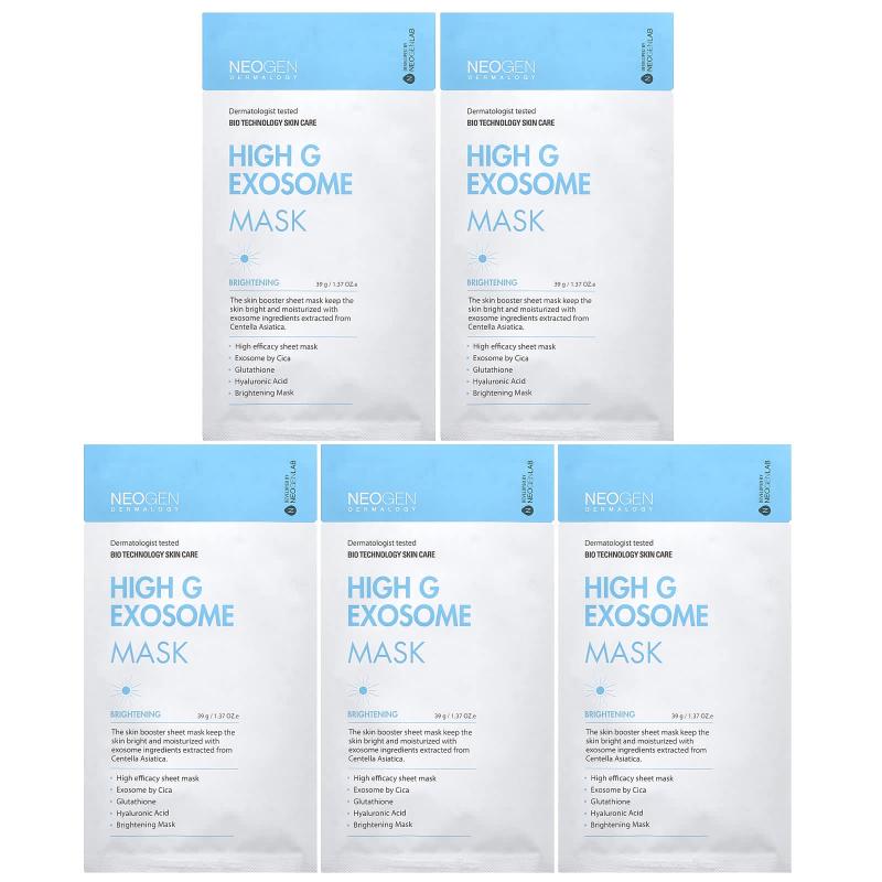 Neogen, قناع التجميل High G Exosome، لتفتيح البشرة، 5 عبوات، 1.37 أونصة (39 جم) لكل واحدة