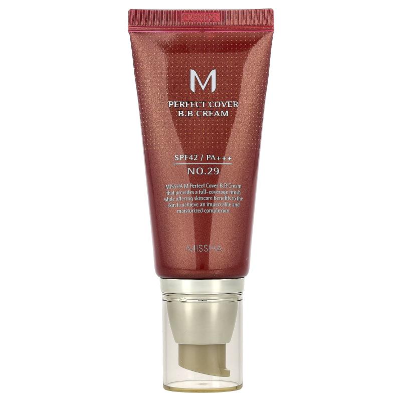 Missha, كريم M Perfect Cover B.B، عامل حماية من الشمس SPF 42 PA+++، رقم 29 بيج كراميل، 1.69 أونصة سائلة (50 مل)