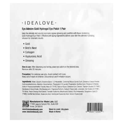 Idealove, لصقات العين هيدروجيل الذهبية من Eye Admire، زوج واحد