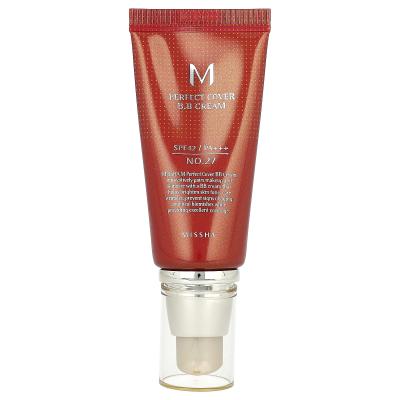 Missha, كريم M Perfect Cover B.B، عامل حماية من الشمس SPF 42 PA+++، رقم 27 بيج عسلي، 1.7 أونصة سائلة (50 مل)
