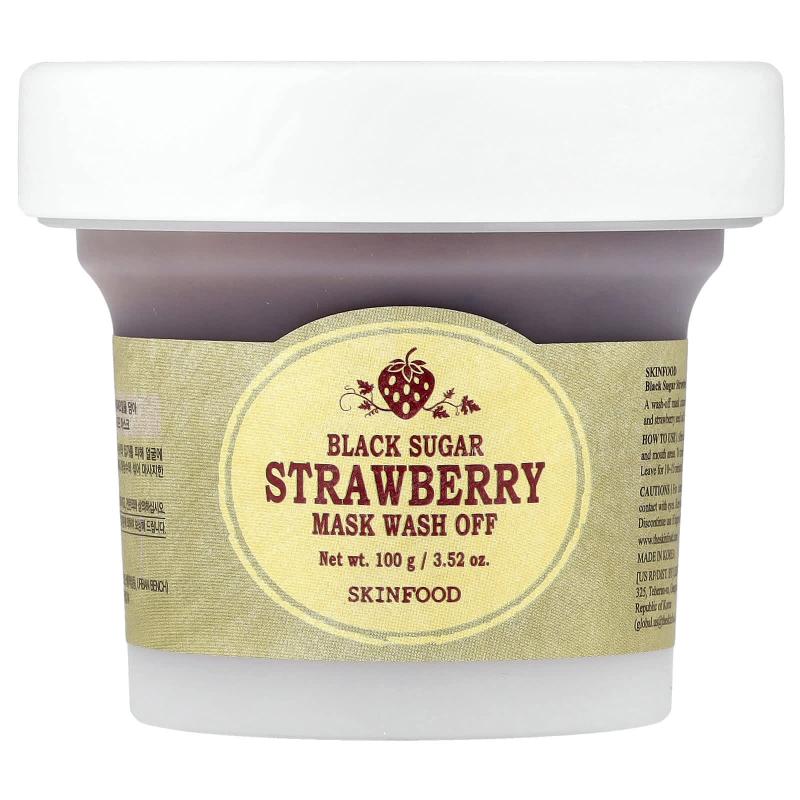 SKINFOOD, قناع التجميل بالسكر الأسود والفراولة، 3.52 أونصة (100 جم)