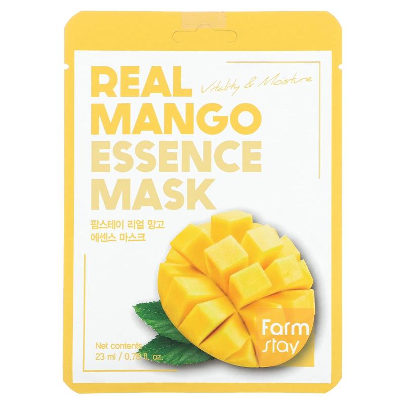 Farmstay, قناع الجمال Real Mango Essence، ورقة واحدة، 0.78 أونصة سائلة (23 مل)