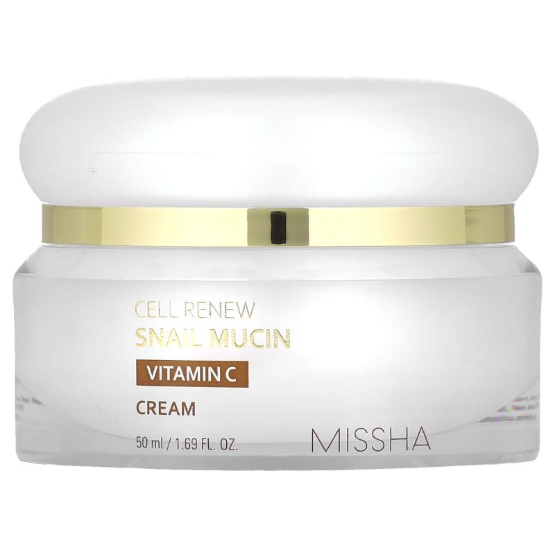 Missha, Cell Renew Snail Mucin, Vitamin C Cream , 1.69 fl oz (50 ml)