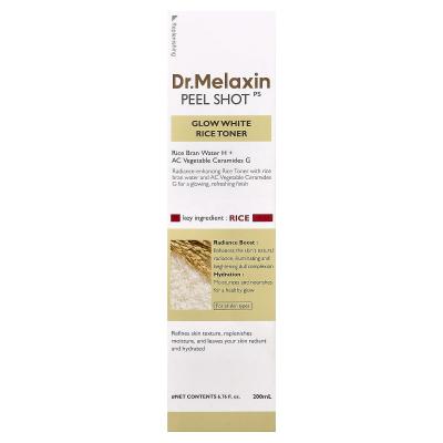 Dr.Melaxin, تونر Peel Shot Glow White Rice، لجميع أنواع البشرة، 6.76 أونصة سائلة (200 مل)