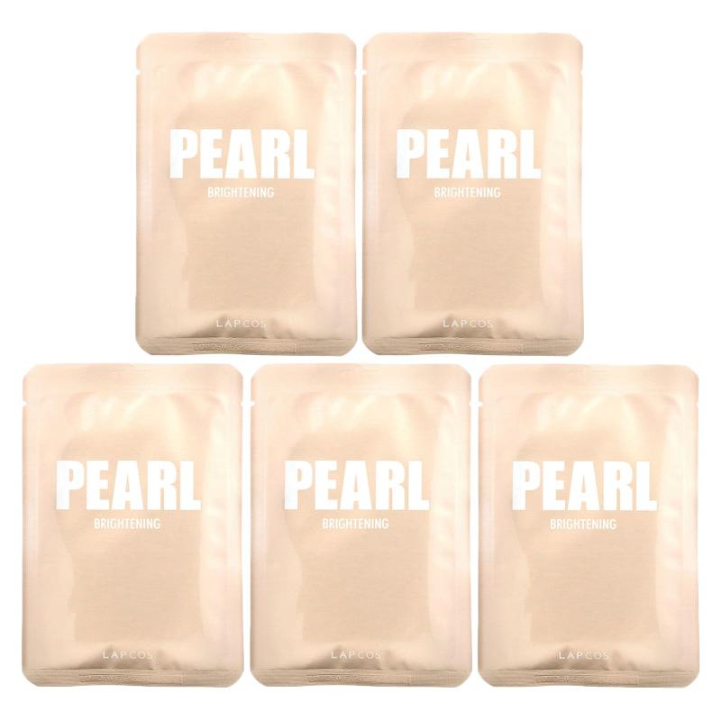 Lapcos, مجموعة أقنعة Pearl Beauty الورقية، لتفتيح البشرة، 5 أقنعة، 0.81 أونصة سائلة (24 مل) لكل واحدة