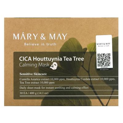 Mary & May, CICA Houttuynia قناع الجمال المهدئ بشجرة الشاي، 30 ورقة، 14.1 أونصة (400 جم)
