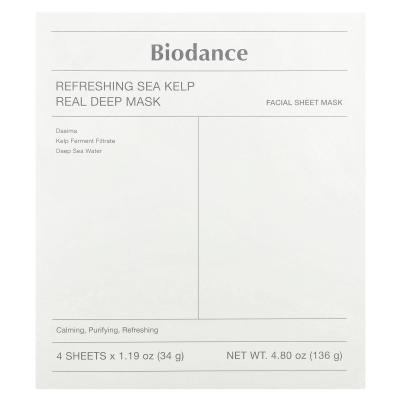 Biodance, قناع الجمال العميق الحقيقي لعشب البحر المنعش، 4 ورقات، 1.19 أونصة (34 جم) لكل واحدة