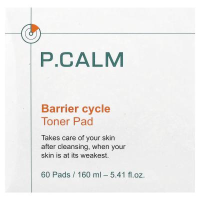 P.CALM, وسادة تونر Barrier Cycle، 60 وسادة، 5.41 أونصة سائلة (160 مل)