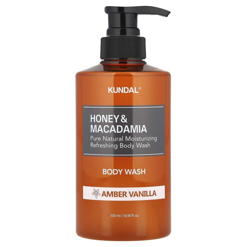 Kundal, Honey & Macadamia Body Wash, Amber Vanilla, 16.9 fl oz (500 ml)