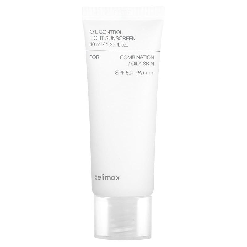 Celimax, واقي شمسي خفيف للتحكم في الزيت، البشرة المختلطة/الدهنية، عامل حماية من الشمس 50+ PA++++، 1.35 أونصة سائلة (40 مل)