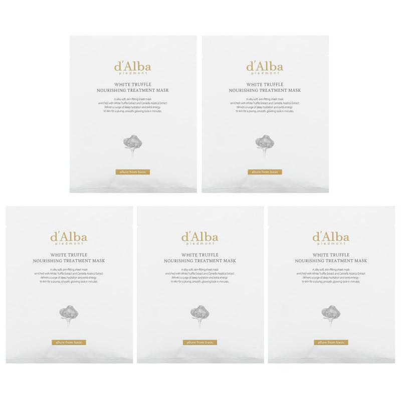 d'Alba, قناع الجمال العلاجي المغذي بالكمأة البيضاء، 5 أقنعة ورقية، 0.84 أونصة سائلة (25 مل) لكل واحدة