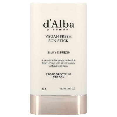 d'Alba, عصا شمس نباتية منعشة، عامل حماية من الشمس 50+، 0.7 أونصة (20 جم)