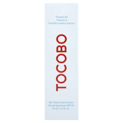 Tocobo, Bio Watery Sun Screen، عامل حماية من الشمس 50، 1.35 أونصة سائلة (40 مل)