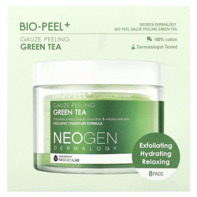 Neogen, Bio-Peel+ شاش تقشير الشاي الأخضر، 8 وسادات، 0.32 أونصة سائلة (9.5 مل) لكل واحدة