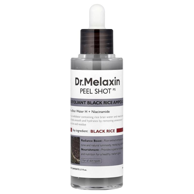Dr.Melaxin, Peel Shot، أمبولة الأرز الأسود المقشرة، لجميع أنواع البشرة، 2.7 أونصة سائلة (80 مل)