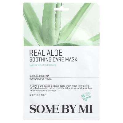 SOME BY MI, Real Aloe، قناع تجميل للعناية الملطفة، ورقة واحدة، 0.70 أونصة (20 جم)